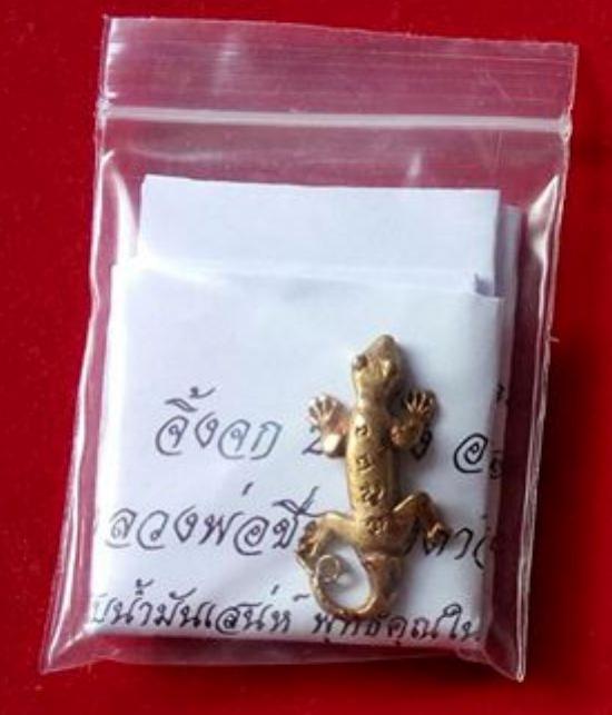 รูปจิ้งจก 2 หางมหาลาภ เนื้อโลหะ ชุบน้ำมันเสน่ห์ หลวงปู่ชื่น ปี 2545 | จิ้งจกสองหาง,เครื่องรางจิ้งจกสองหาง,จิ้งจก 2 หาง ของแท้,จิ้งจกสองหาง เรียกทรัพย์,จิ้งจกสองห
